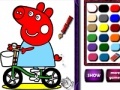 게임 Piggy on bike. Coloring