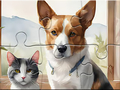 게임 Jigsaw Puzzle: Oil Painting Dog And Cat