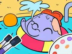게임 Coloring Book: Elephant Swim